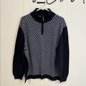 TASSO ELBA Navy Blue and Light Blue Zip Up Sweater with Classic Design XXL